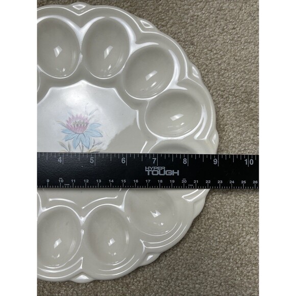 Vintage Steubenville‎ Pottery Deviled Egg Platter Easter MCM 9" - Picture 4 of 5